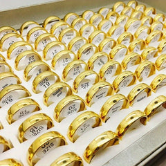 10pcs Golden Stainless Steel Wedding Couple Rings 6mm