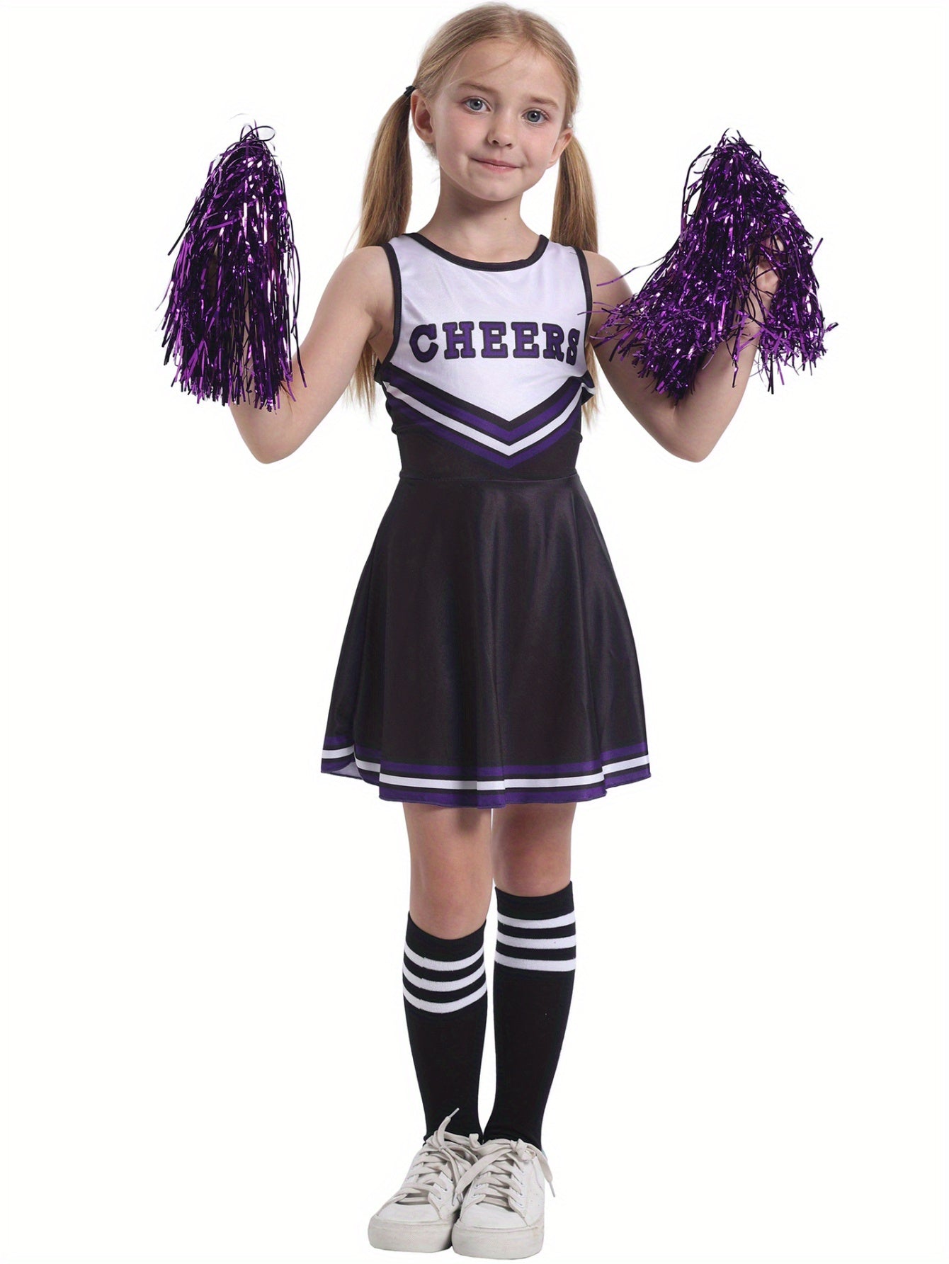 Girls Cheerleading Sleeveless Dress Comfy Cheerleading Costume