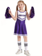 Girls Cheerleading Sleeveless Dress Comfy Cheerleading Costume