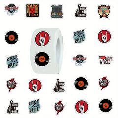 500pcs Rock Band Music Stickers Roll For Laptop Skateboard Phone Guitar