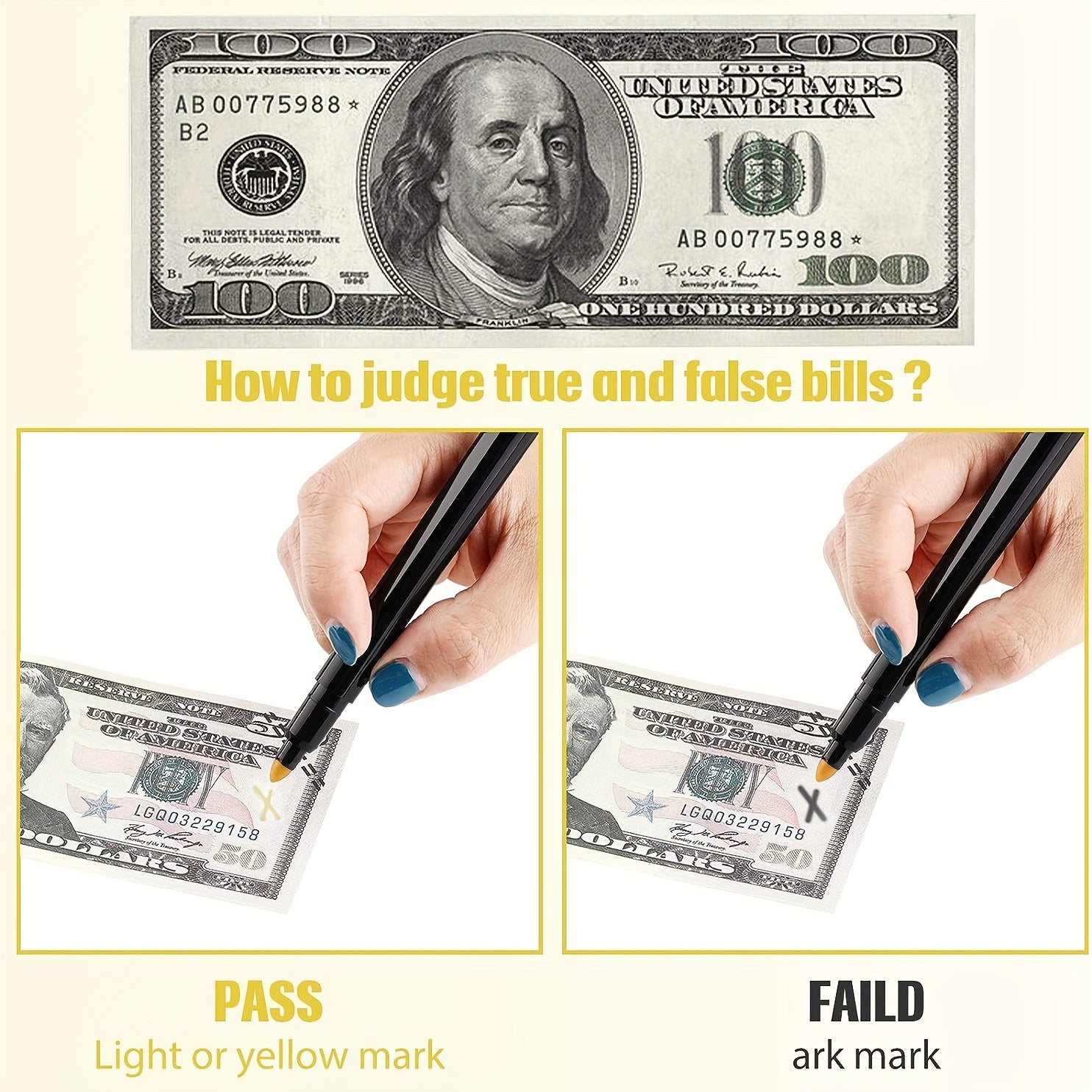 Mini Money Detector Marker Water Based Pen