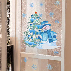 Snowman Christmas Tree Wall Sticker - Double Sided Glass Decal