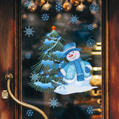 Snowman Christmas Tree Wall Sticker - Double Sided Glass Decal