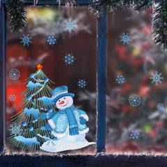 Snowman Christmas Tree Wall Sticker - Double Sided Glass Decal