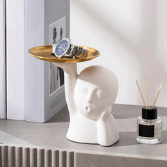 Desktop Storage Tray Abstract Art Face Statue - Modern Home Decor