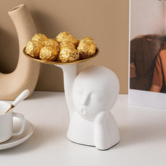 Desktop Storage Tray Abstract Art Face Statue - Modern Home Decor