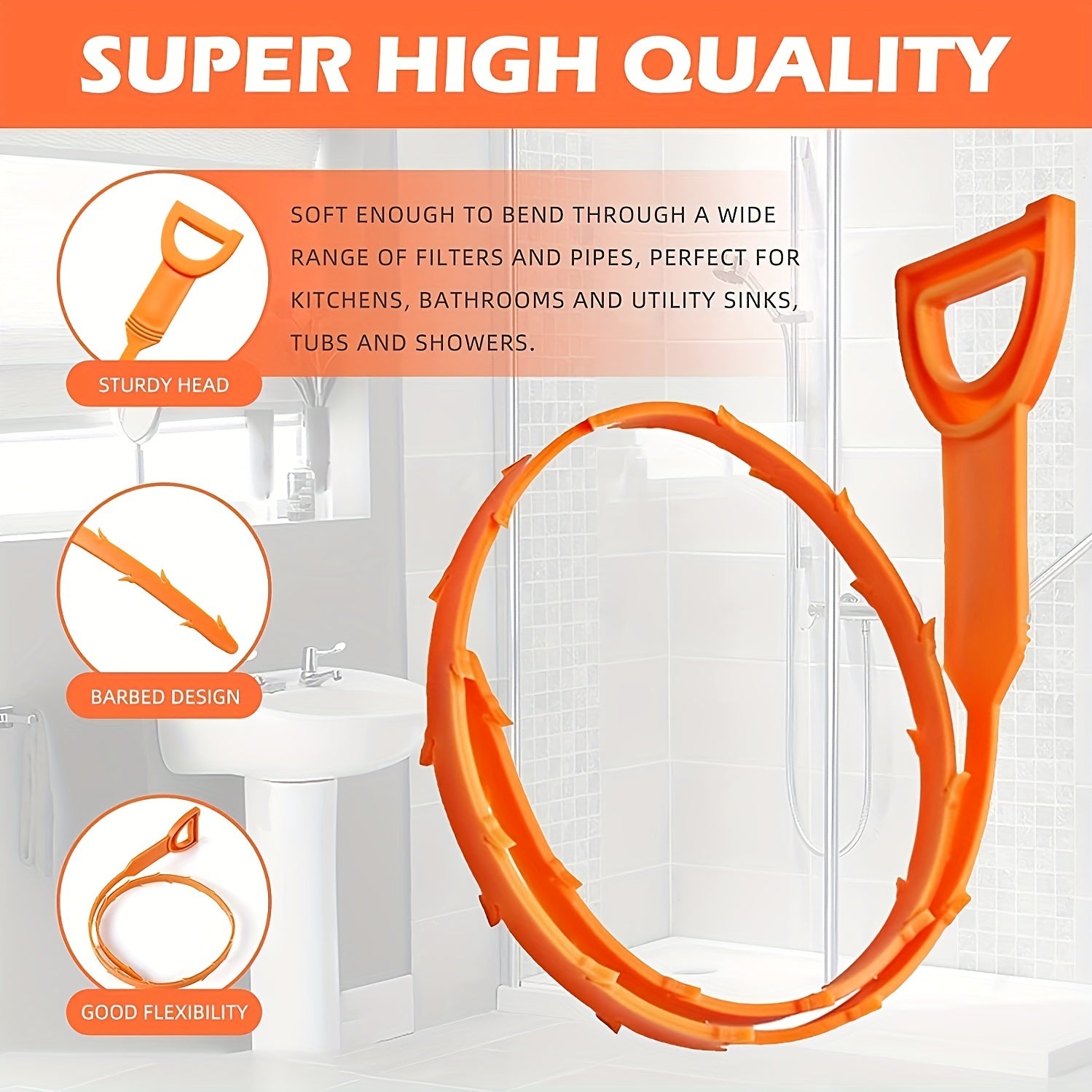 5pcs Drain Clog Remover Snake Hair Catcher Tool