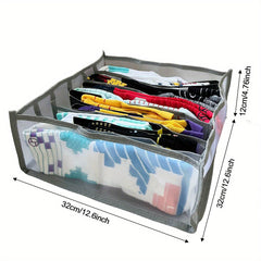 2pcs Grid Underwear Storage Box Foldable Fabric Drawer Basket