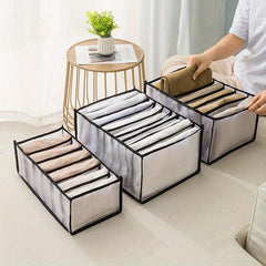 2pcs Grid Underwear Storage Box Foldable Fabric Drawer Basket