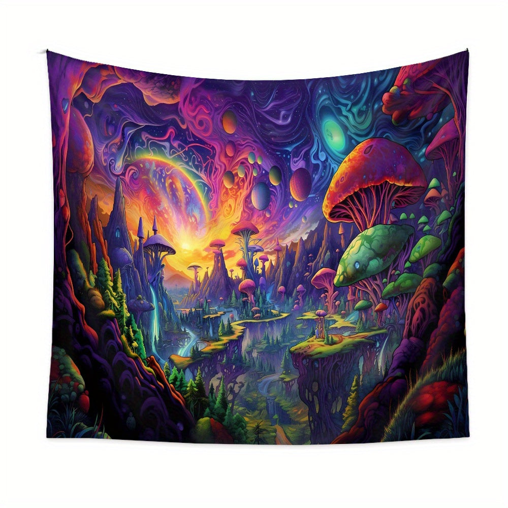 Mushroom Forest Tapestry Background Cloth Room Decoration Camping Picnic