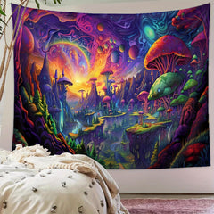 Mushroom Forest Tapestry Background Cloth Room Decoration Camping Picnic