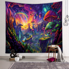 Mushroom Forest Tapestry Background Cloth Room Decoration Camping Picnic
