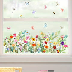 Plants Floral Butterfly Window Stickers Self-Adhesive Decorative Wall Stickers
