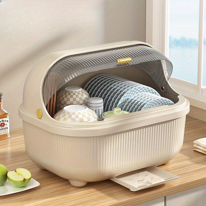 Kitchen Organizer with Drain Pan Lid, Tableware Storage Box