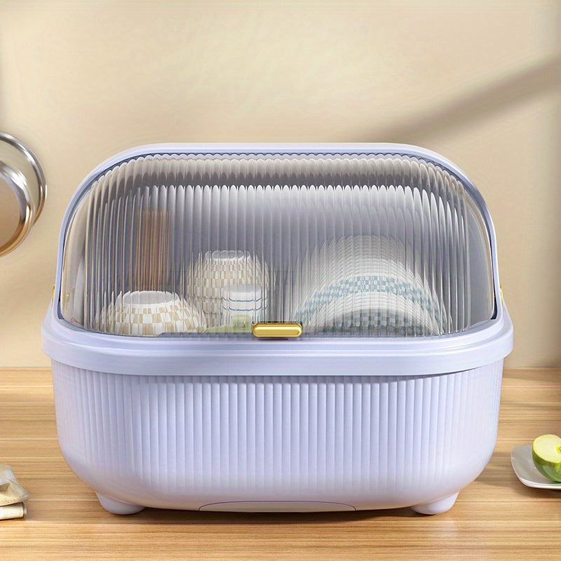 Kitchen Organizer with Drain Pan Lid, Tableware Storage Box