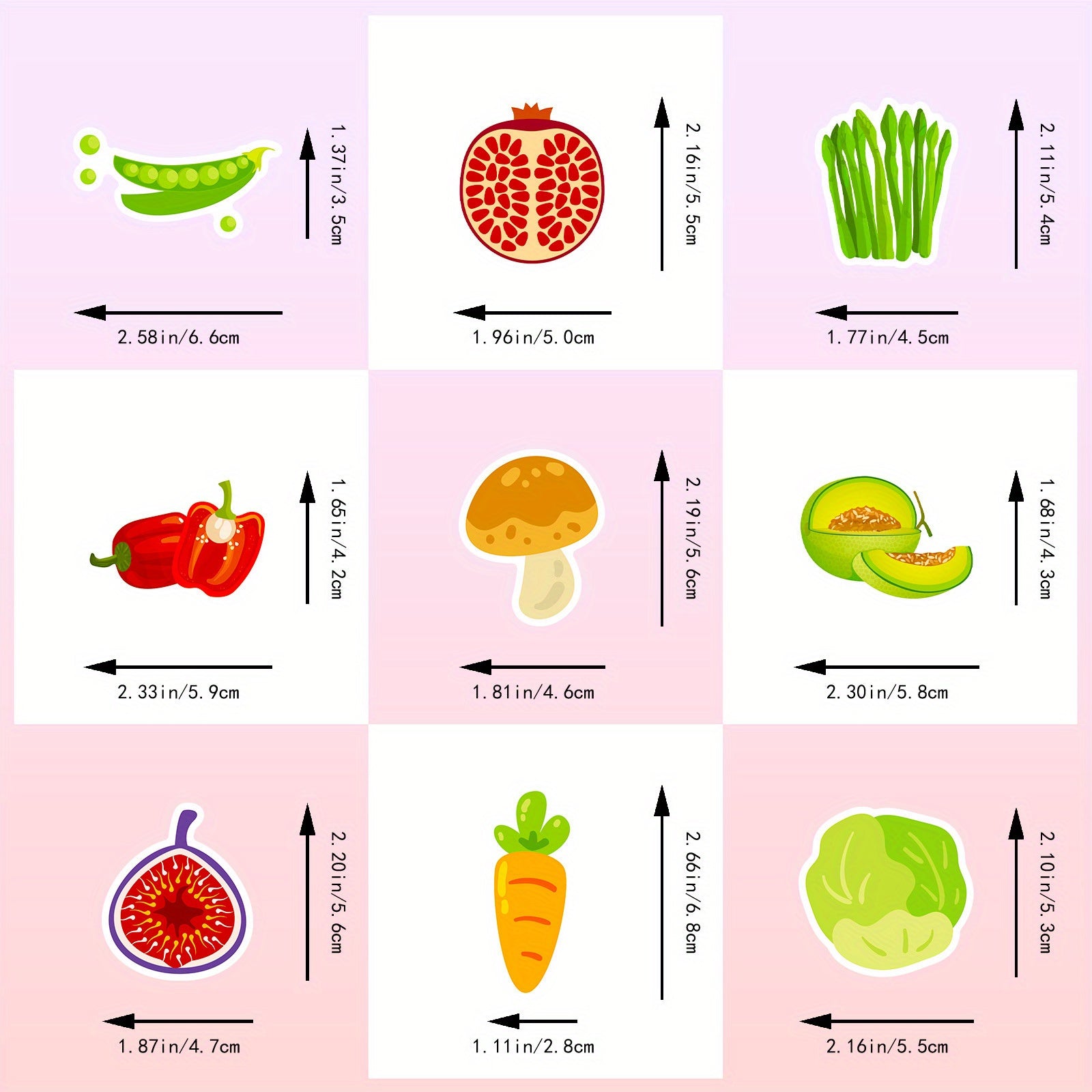 50 Fruit Themed Vinyl Stickers for Water Bottles & More