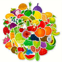 50 Fruit Themed Vinyl Stickers for Water Bottles & More