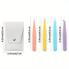 4pcs Stainless Steel Eyebrow Tweezer Set Face Hair Puller Clips
