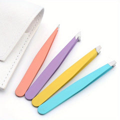 4pcs Stainless Steel Eyebrow Tweezer Set Face Hair Puller Clips