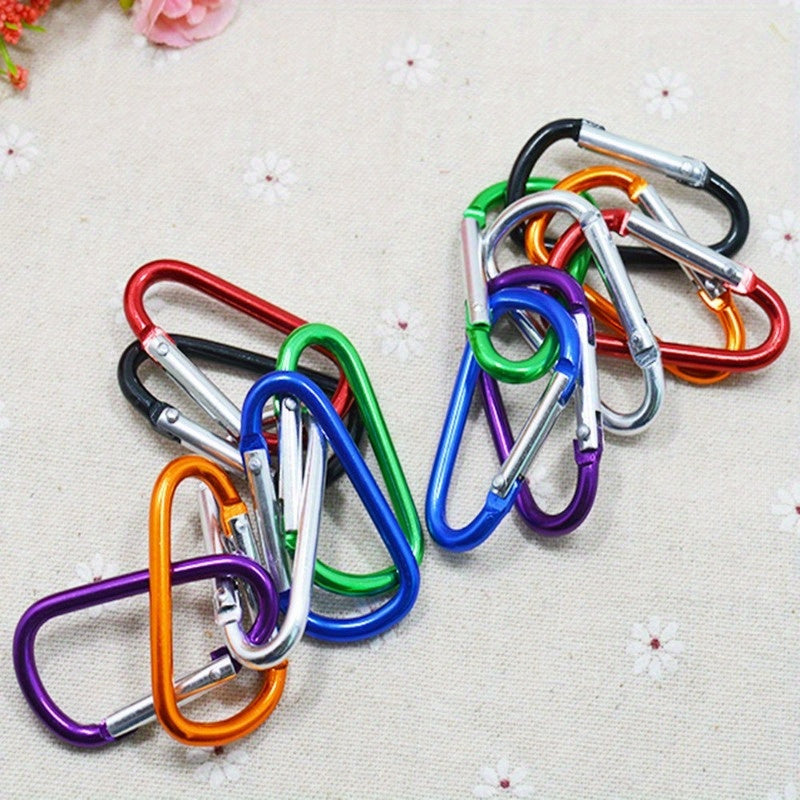 10 Pack Heavy Duty Carabiner Keychains - Ideal for Camping, Hiking, Travel