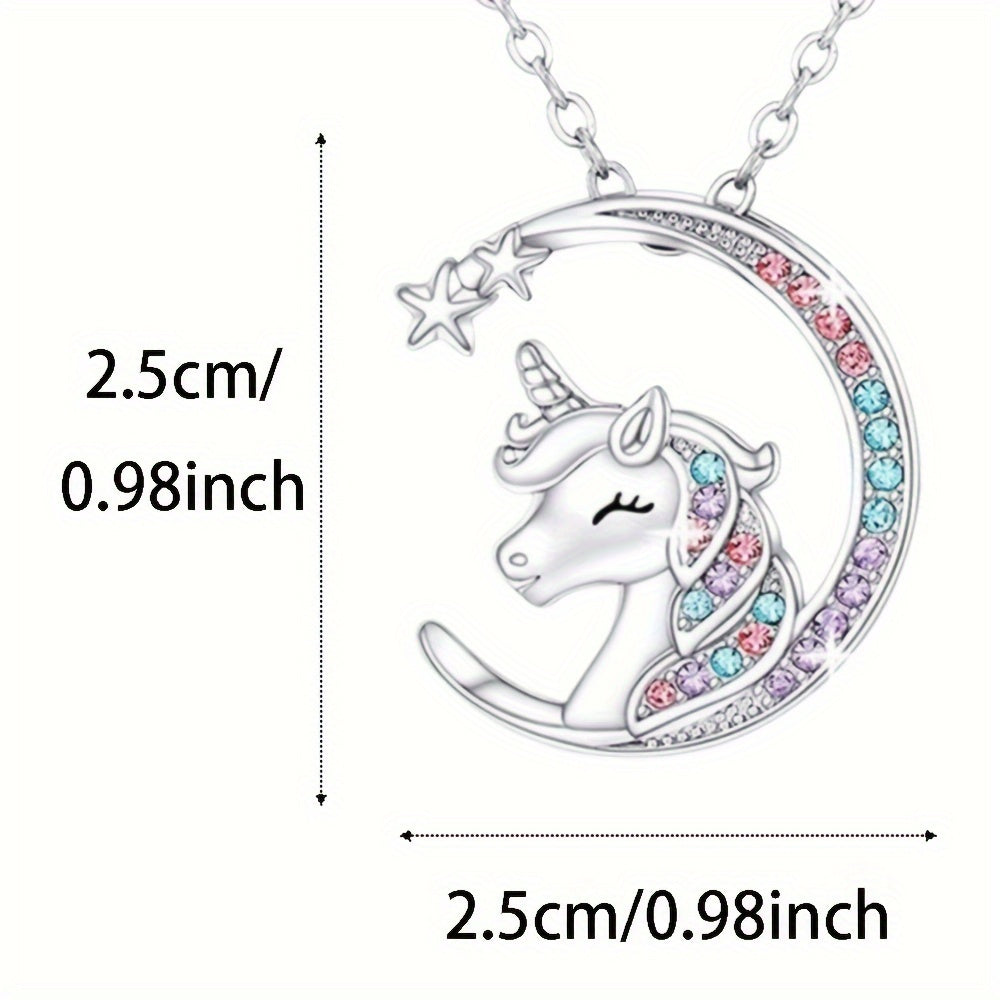 Unicorn Jewelry Set Sparkling Star Crescent Necklace Earrings Ring Bracelet