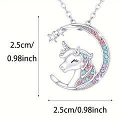 Unicorn Jewelry Set Sparkling Star Crescent Necklace Earrings Ring Bracelet