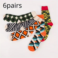 6 Pairs Colorful Crew Socks for Men