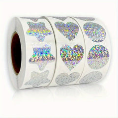 500pcs Rainbow Laser Heart Stickers Scrapbooking Adhesive Labels