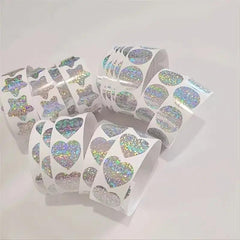 500pcs Rainbow Laser Heart Stickers Scrapbooking Adhesive Labels