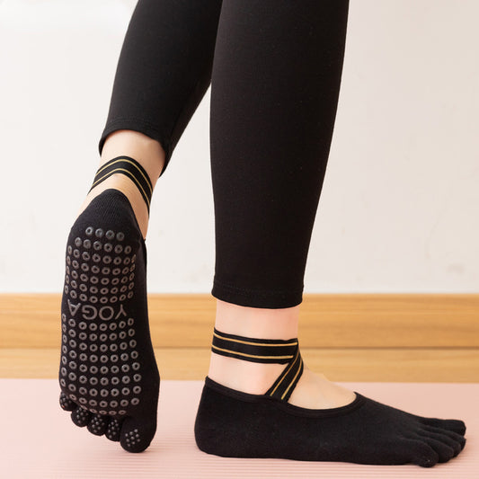 Five Finger Yoga Socks Cross Strap Split Toe Dance Socks Sports Floor Socks