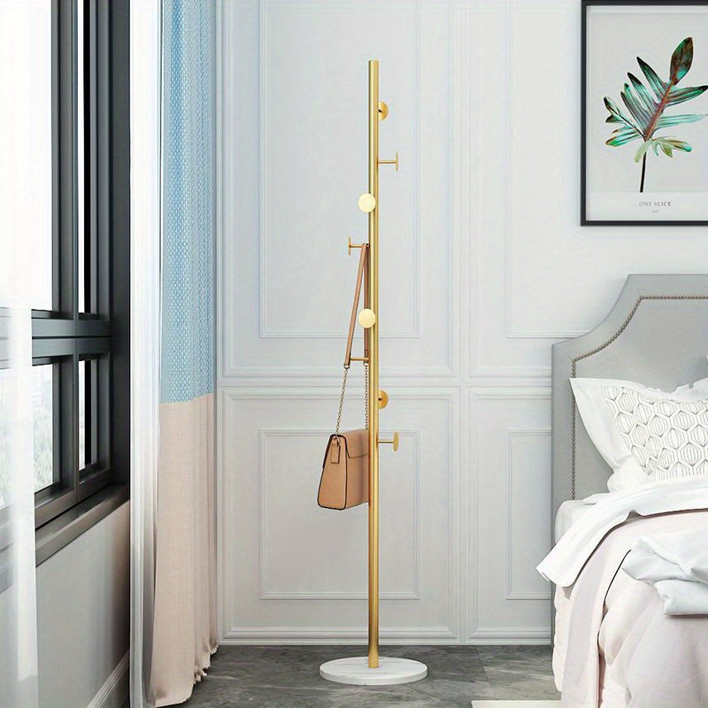Metal Hanging Coat Rack with Shelf and Clothes Hanger