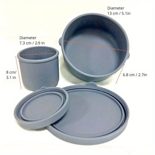 Portable Nonstick Silicone Bowl Set for Camping Picnic, Leakproof Storage Box
