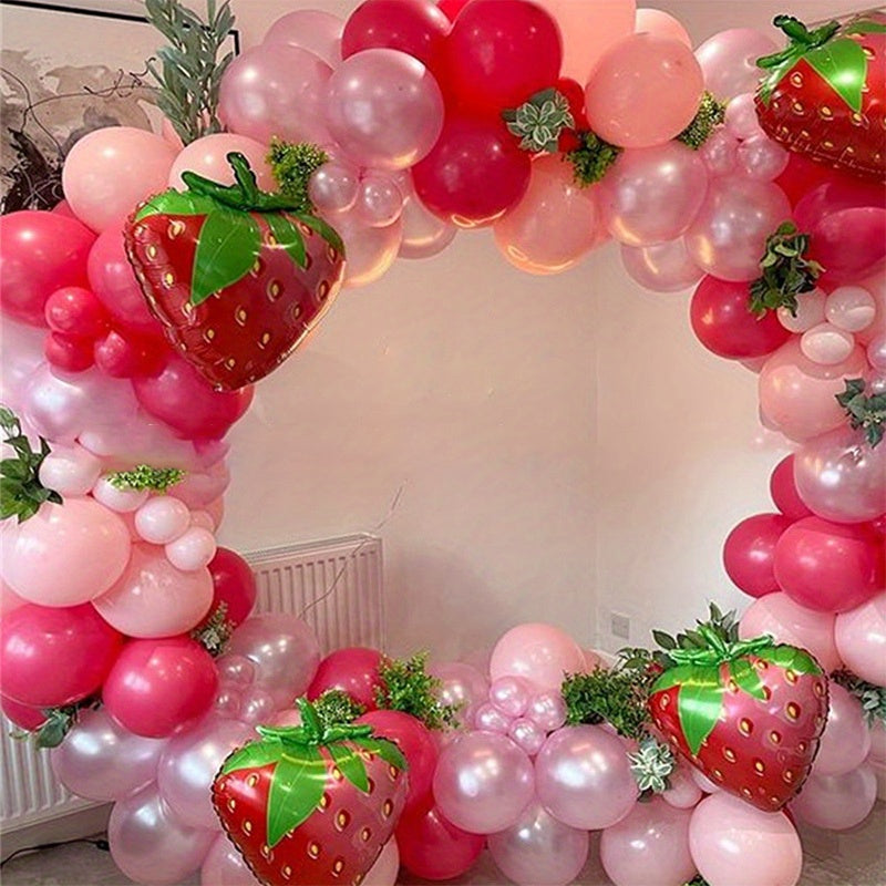 127pcs Strawberry Party Balloon Garland Set Pink Theme Decoration