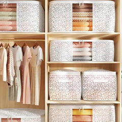 Transparent Wardrobe Organizer Flowers Foldable Storage Box