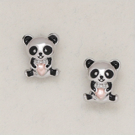 Panda Hug Pink Love Stud Earrings Gift For Family Friends Birthday Christmas