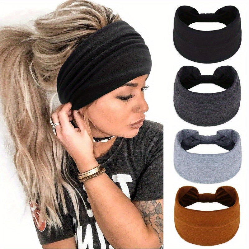 Widen Solid Elastic Headbands Moisture Wicking Sports Headband