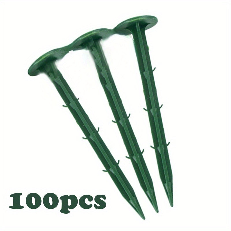 100pcs Turf Nails Lawn Mulch Fixing Nails Plastic Gardening Nails