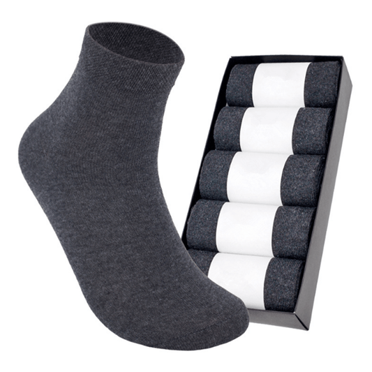 Men's Cotton Quarter Socks Soft Breathable 5 Pairs Boxed