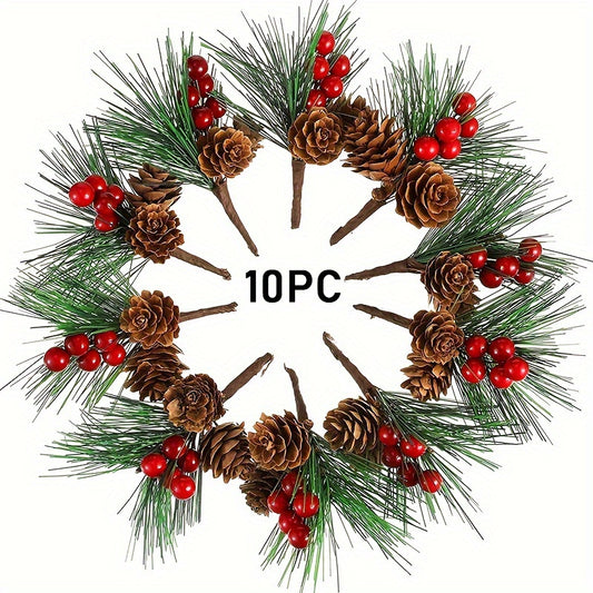 10pcs Mini Pine Needles Christmas Tree with Flowers and Bran