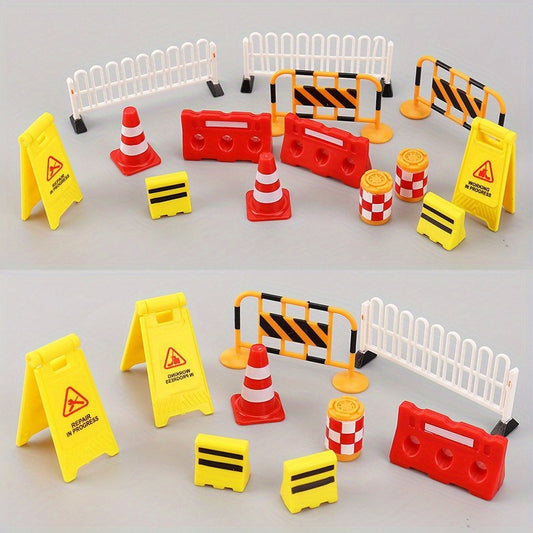 11pcs Traffic Toy Model Roadblock Sign Construction Set Plastic Obstacle