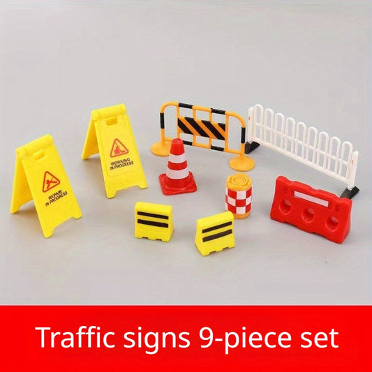 11pcs Traffic Toy Model Roadblock Sign Construction Set Plastic Obstacle