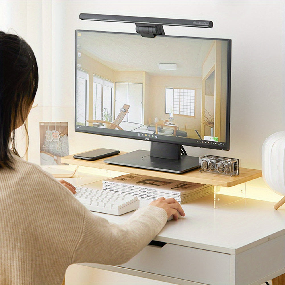 Bamboo Computer Heightening Bracket Display Pad w/ 2 Adjustable Heights