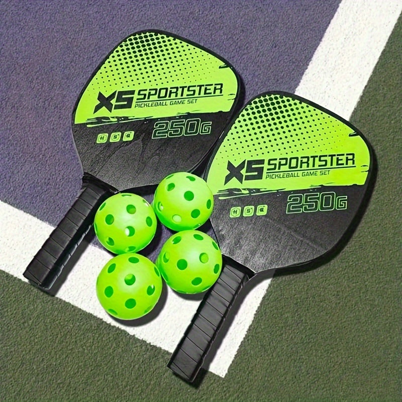 Pickleball Racket Set 2 Rackets 4 Balls 1 Storage Bag Outdoor Sports