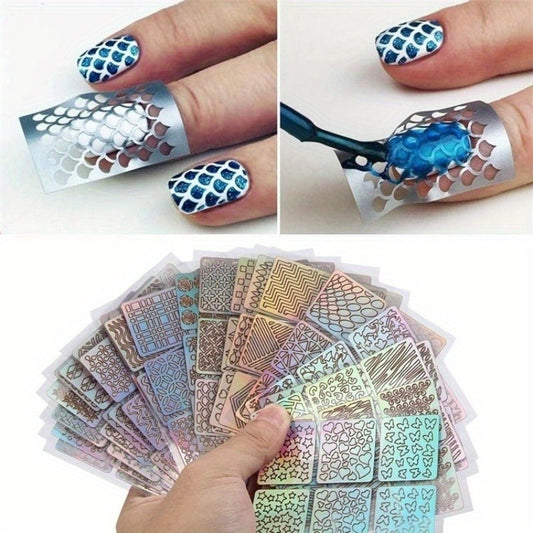 24 Sheets Laser Cutout Stickers Nail Stamping Plates Manicure Hollow Stickers
