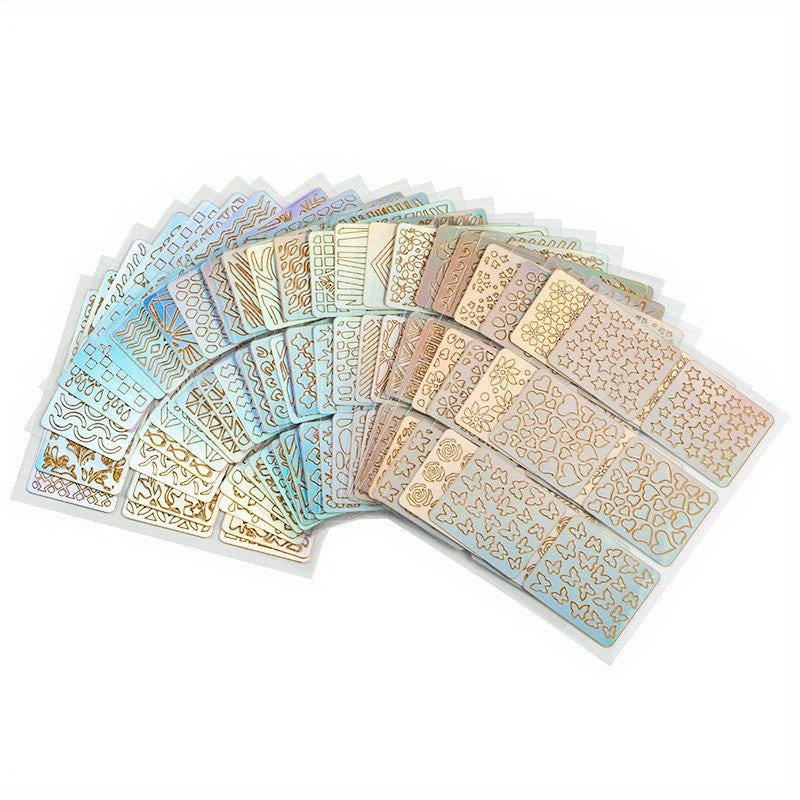 24 Sheets Laser Cutout Stickers Nail Stamping Plates Manicure Hollow Stickers