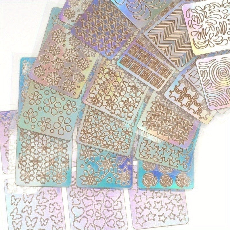 24 Sheets Laser Cutout Stickers Nail Stamping Plates Manicure Hollow Stickers