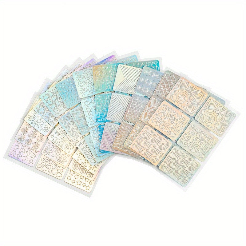 24 Sheets Laser Cutout Stickers Nail Stamping Plates Manicure Hollow Stickers