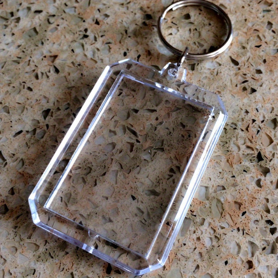 5pcs Octagonal Acrylic Photo Frame Keychain Transparent Keyring Pendant