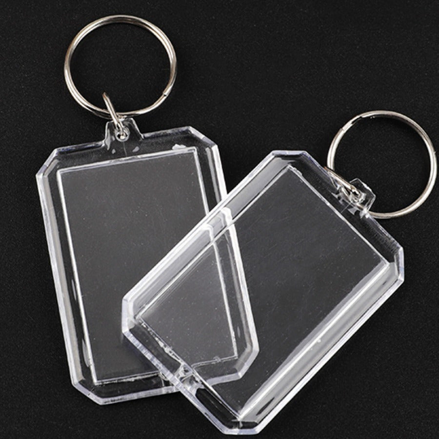 5pcs Octagonal Acrylic Photo Frame Keychain Transparent Keyring Pendant