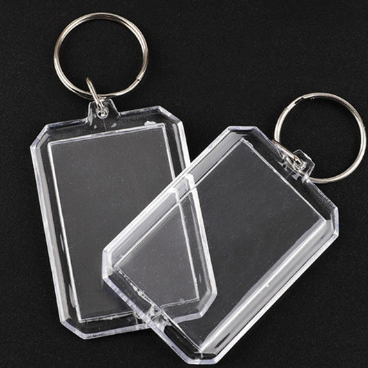 5pcs Octagonal Acrylic Photo Frame Keychain Transparent Keyring Pendant